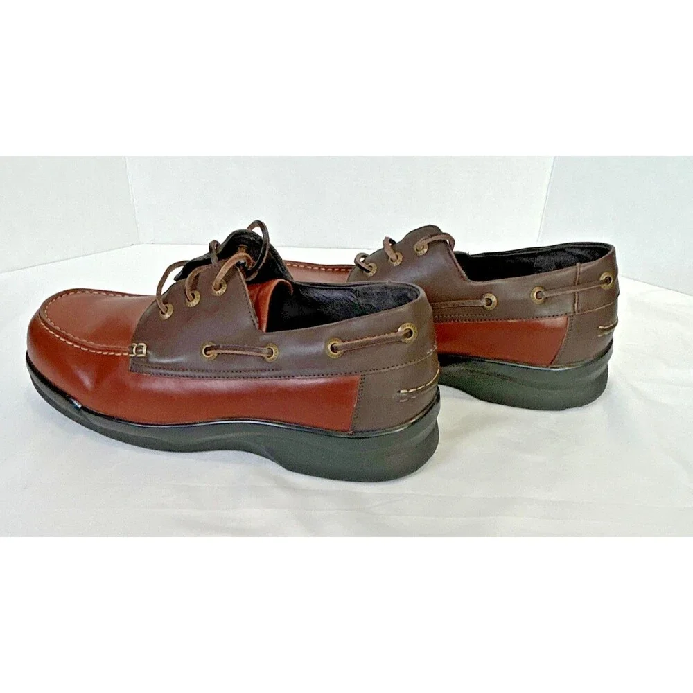 Apex B2900M Men’s Brown Leather Lace Up Boat Shoes US 12 EEEE Wide
